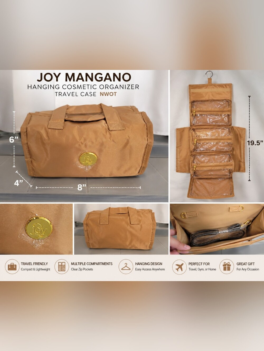 Joy Mangano Hanging Cosmetic Makeup Organizer Travel Case NWOT